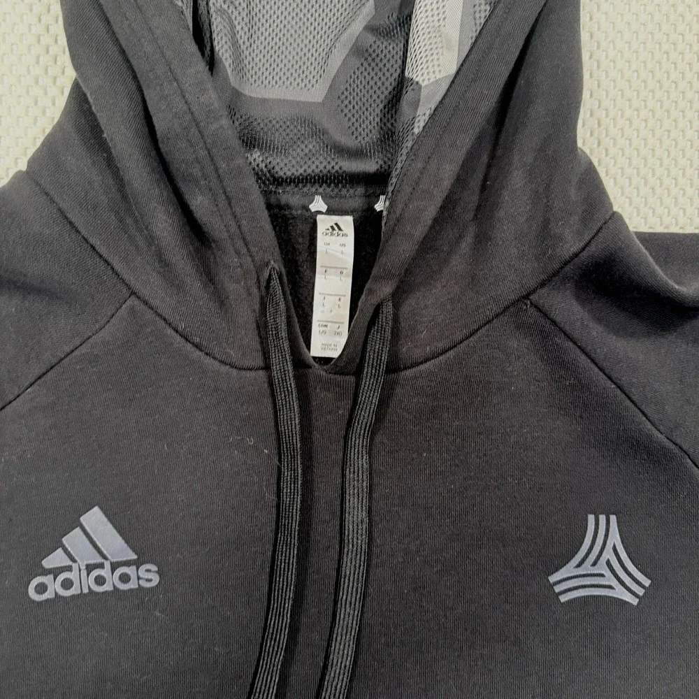Adidas Tango Mens Large Black Gray Salmon Pink 3-Stripes Soccer Pullover Hoodie